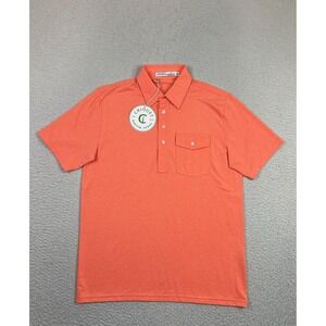 Criquet Polo Shirt Mens Small Orange Solid Performance Stretch Pocket Golf Soft